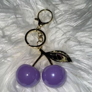 Gold and Lavender Cherry Keychain